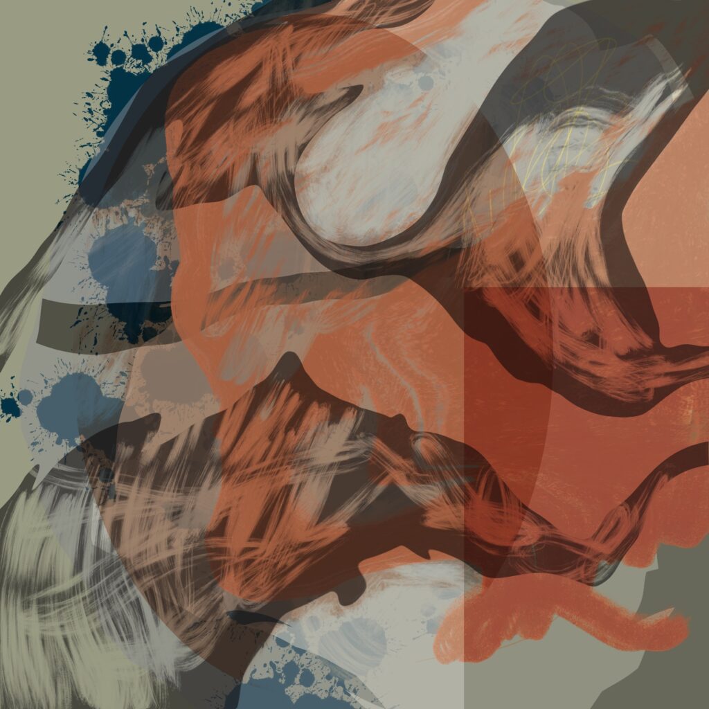 Digital painting, 100x100 cm, 2025 by Andrea M. Weiss