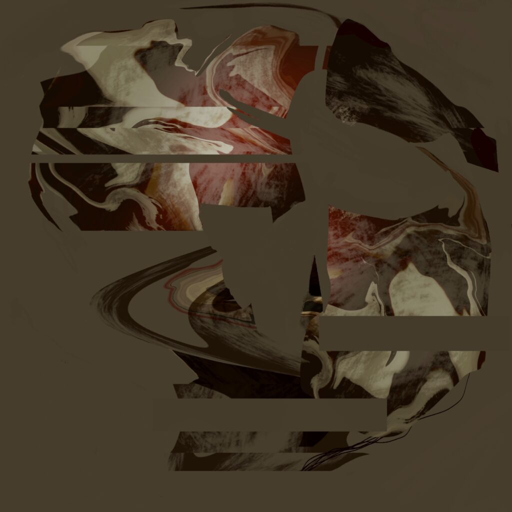 Contemporary abstract artwork from the ongoing Fracture series by flash for empathy, 2026. Created by the artist Andrea M. Weiss and produced as an archival pigment print on canvas. This piece, 100 x 100 cm is part of a strictly limited edition. No further editions will be produced.