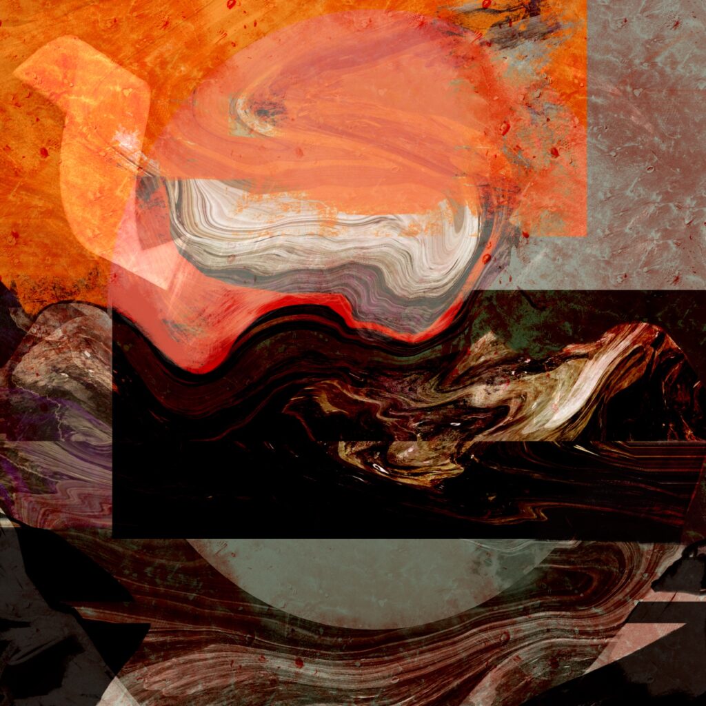 Contemporary abstract artwork produced as an archival pigment print on canvas, in 100 x 100 cm. This large-scale modern painting "Obstruction No. 2" is part of the ongoing Obstruction series by flash for empathy, 2026. Created by the artist Andrea M. Weiss it is perfect for conscious collectors and modern spaces.